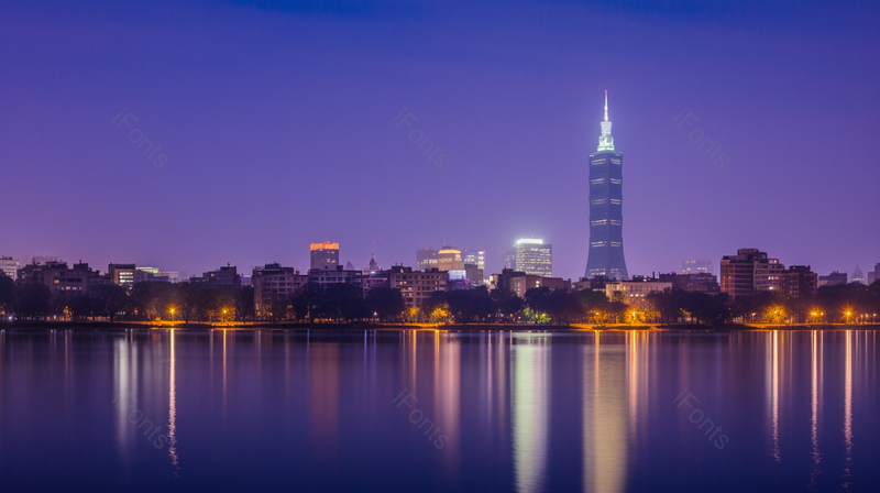湖边城市安静夜晚美景摄影实拍,高清,摄影图,摄影图片,图片大全,摄影图免费下载
